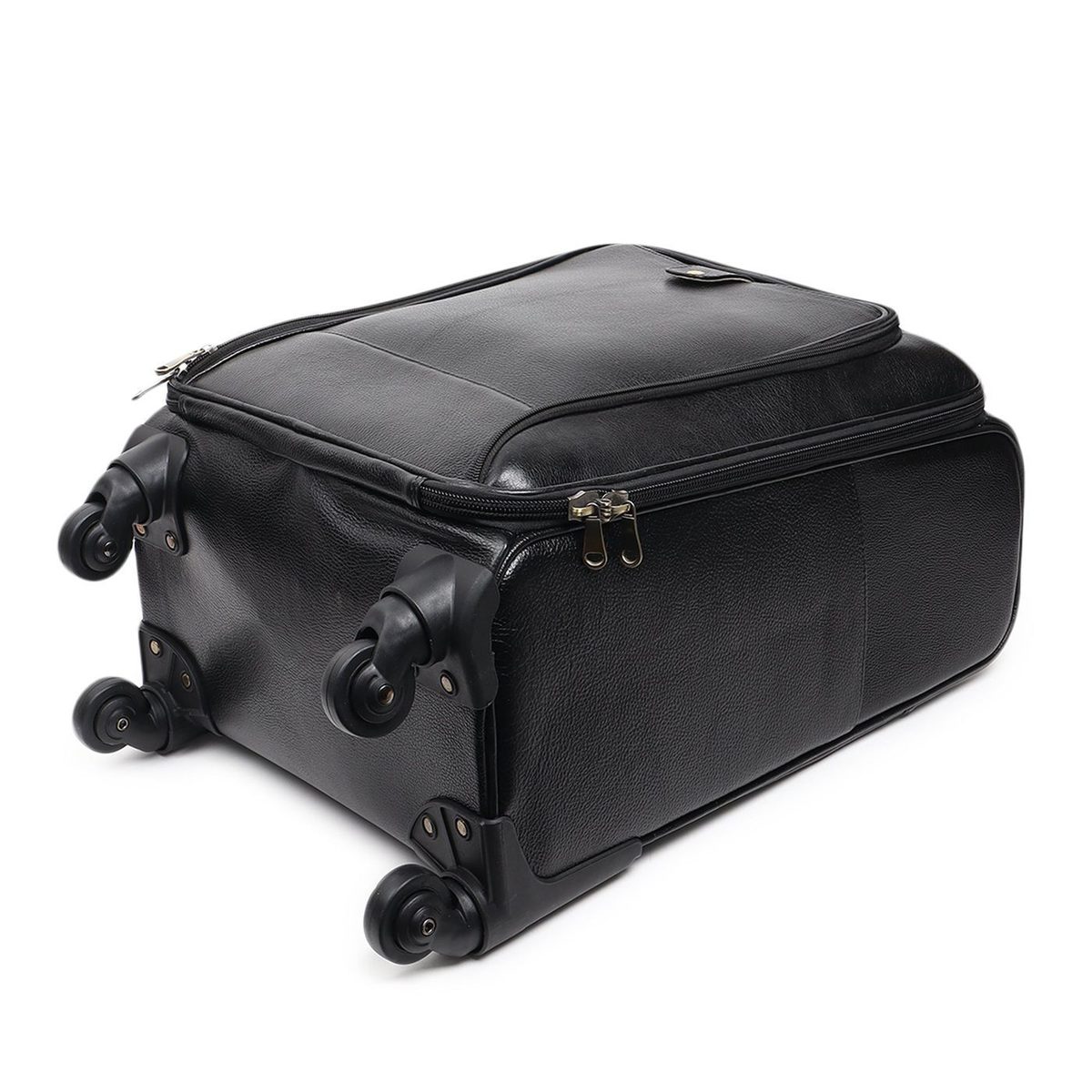 Timeless Black Leather Trolley Suitcase thumbnail 7