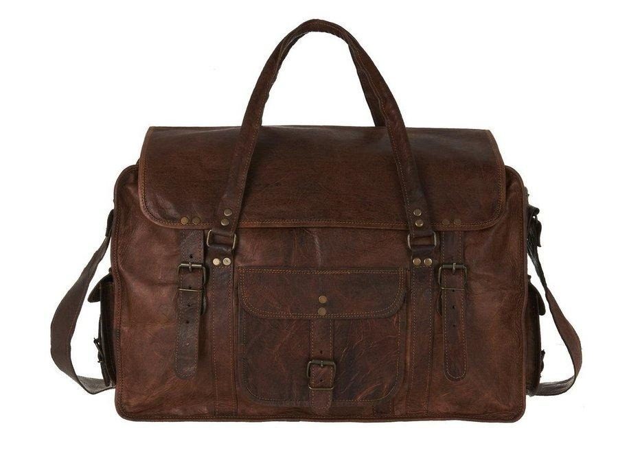 IndiFash - 20 Inch Handcrafted Travel Duffle Goat Leather Bag | 100 Genuine Leather