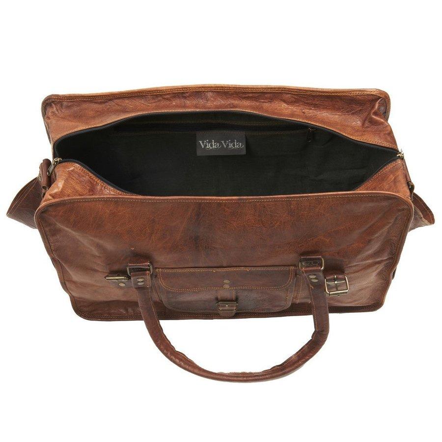 IndiFash - 20 Inch Handcrafted Travel Duffle Goat Leather Bag | 100 Genuine Leather thumbnail 6
