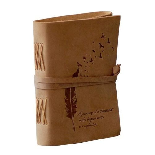 IndiFash - Leather Diary Embossed With Leaf of Tree & a Quote Antique Handmade Leather Bound Diary cum Notepad for Men and Women Plain Paper of 5×7 Inch Size 240 Pages Perfect for Travel Diary thumbnail 4