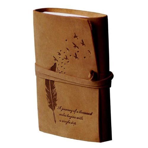 IndiFash - Leather Diary Embossed With Leaf of Tree & a Quote Antique Handmade Leather Bound Diary cum Notepad for Men and Women Plain Paper of 5×7 Inch Size 240 Pages Perfect for Travel Diary thumbnail 5