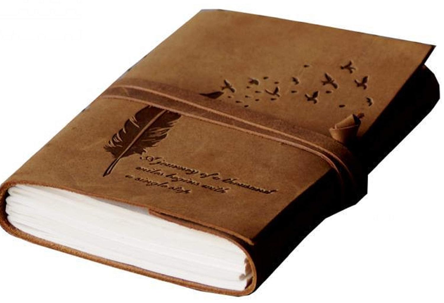 IndiFash - Leather Diary Embossed With Leaf of Tree & a Quote Antique Handmade Leather Bound Diary cum Notepad for Men and Women Plain Paper of 5×7 Inch Size 240 Pages Perfect for Travel Diary thumbnail 6