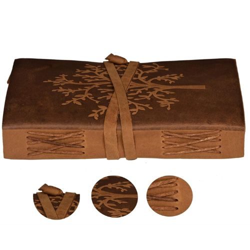 IndiFash - Tree Embossed Leather Diary, Brown Colour Antique Handmade Leather Bound Notepad for Men and Women 7 x 5 Inches, Gift for any one (VINTAGE TREE) thumbnail 3