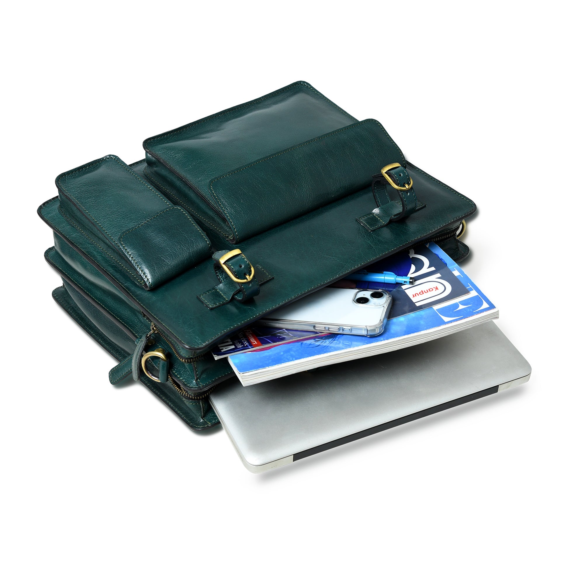 Tuscany Italian Leather Briefcase, Green thumbnail 10