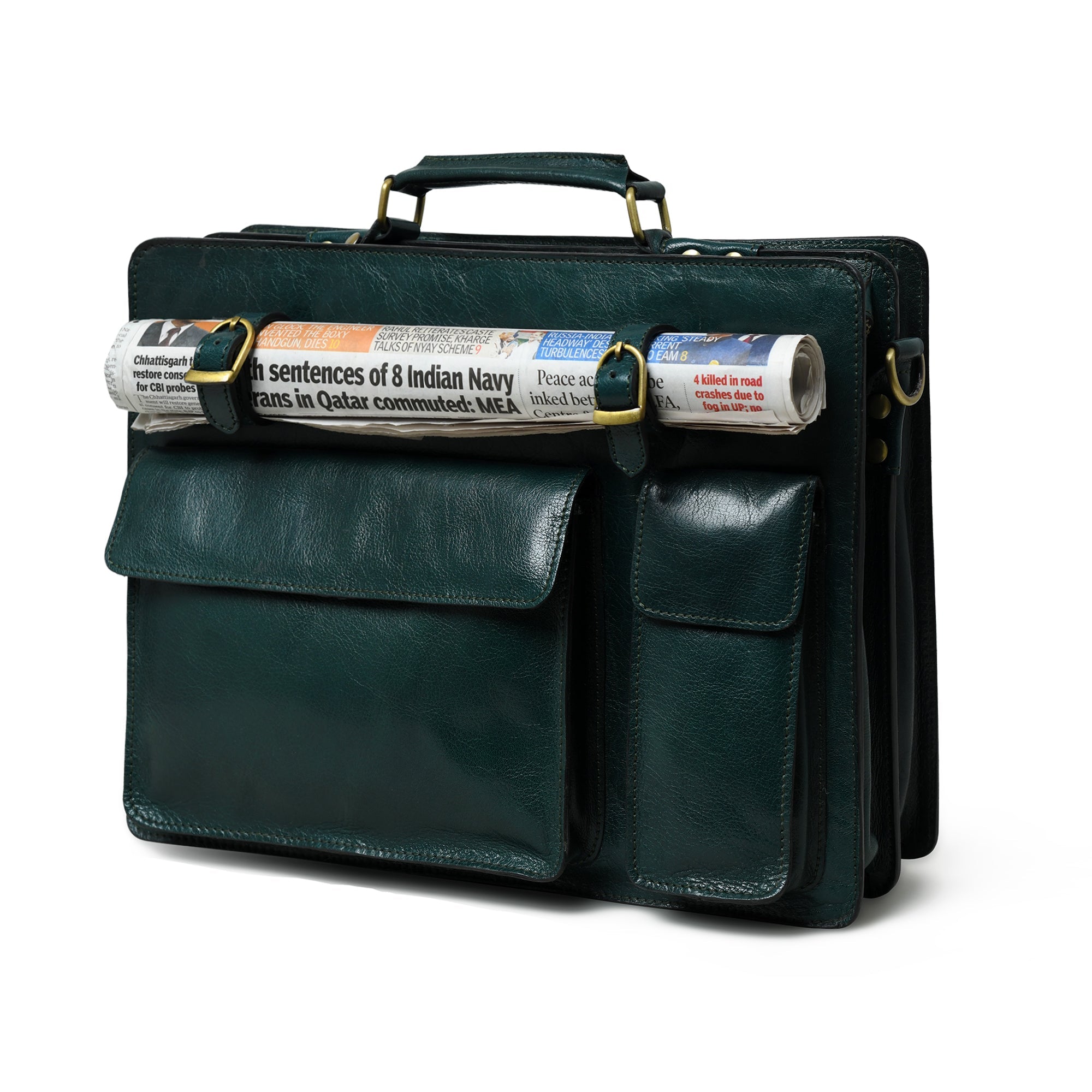 Tuscany Italian Leather Briefcase, Green thumbnail 2