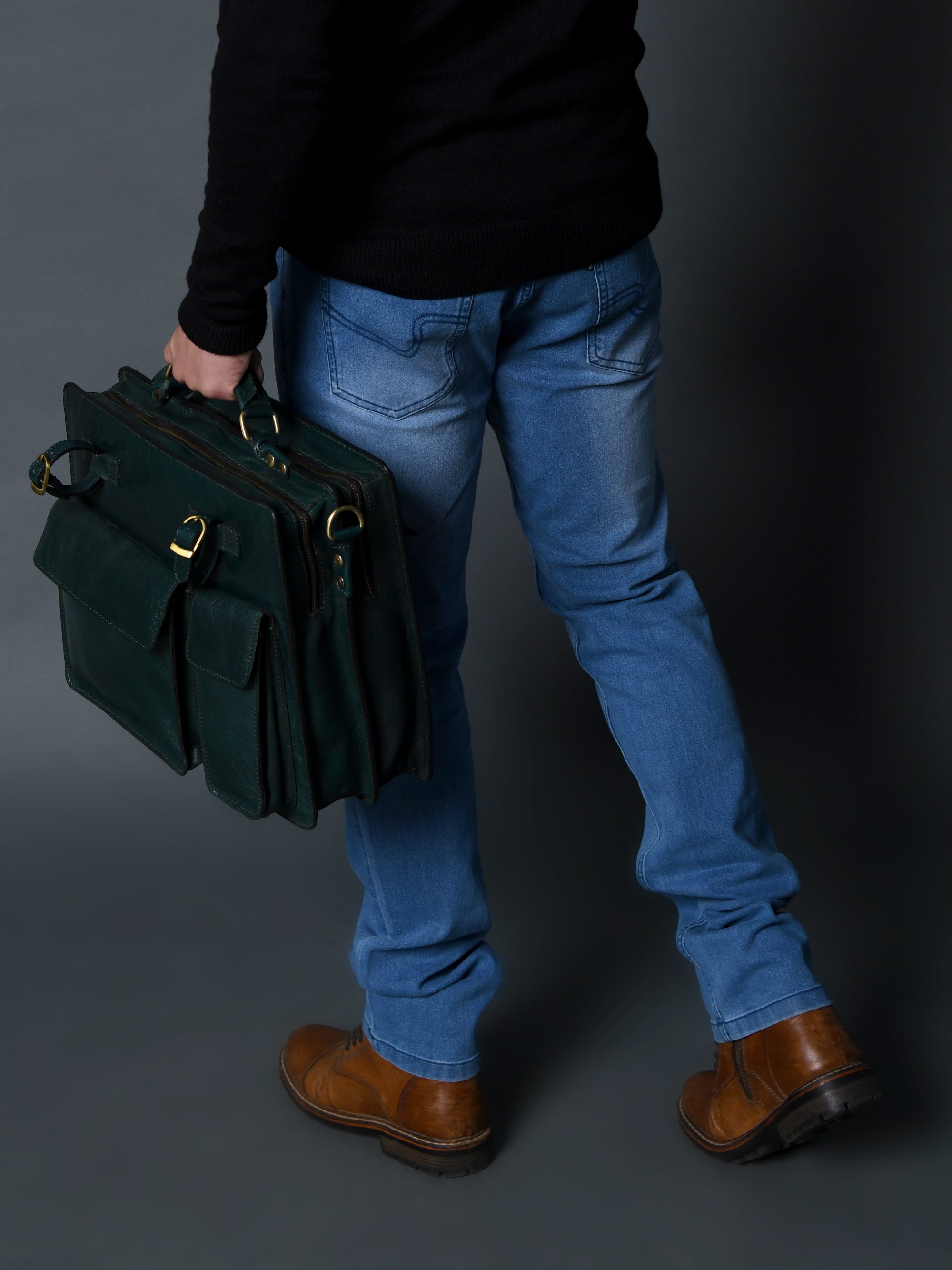 Tuscany Italian Leather Briefcase, Green thumbnail 5