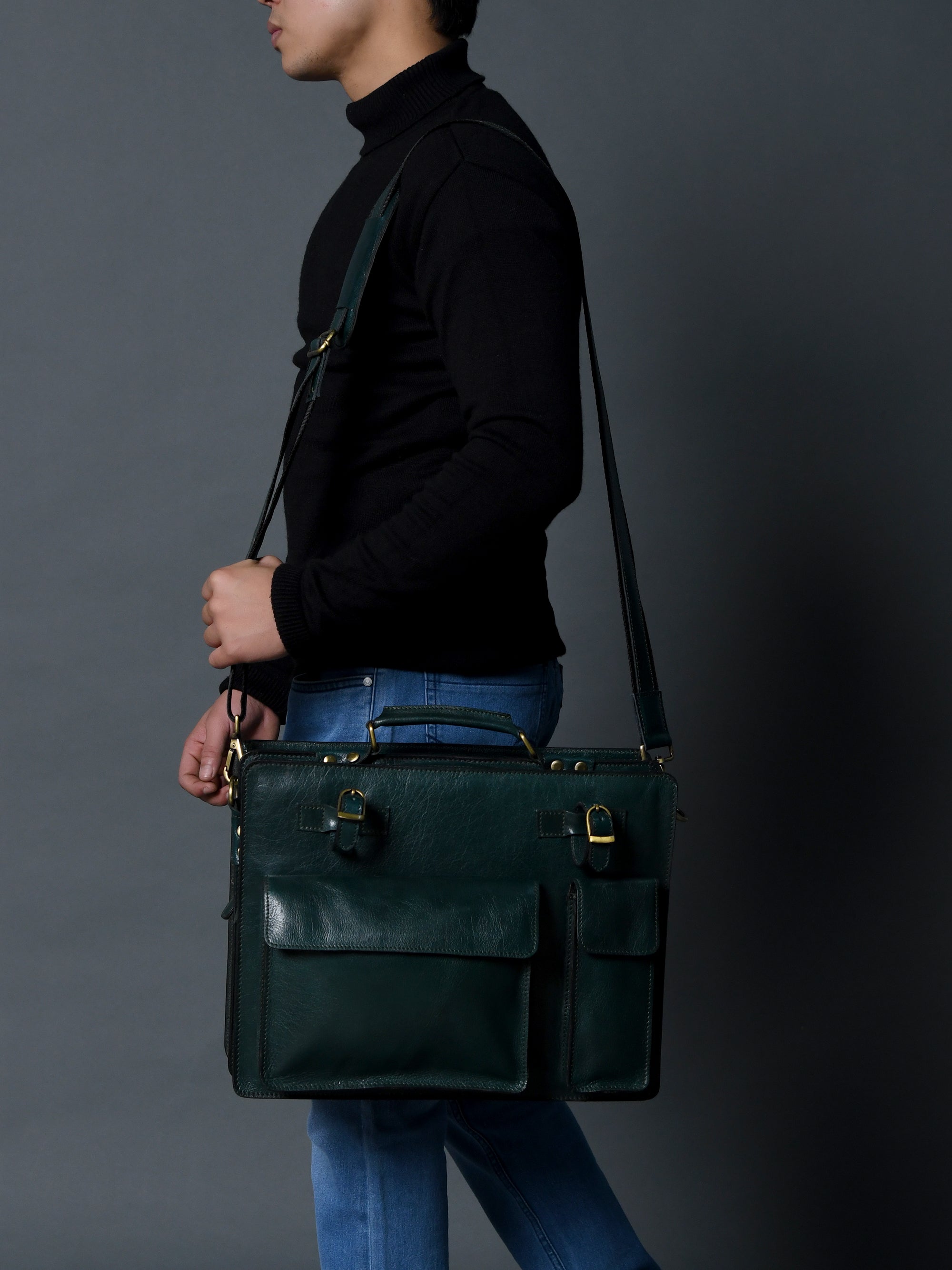 Tuscany Italian Leather Briefcase, Green thumbnail 7