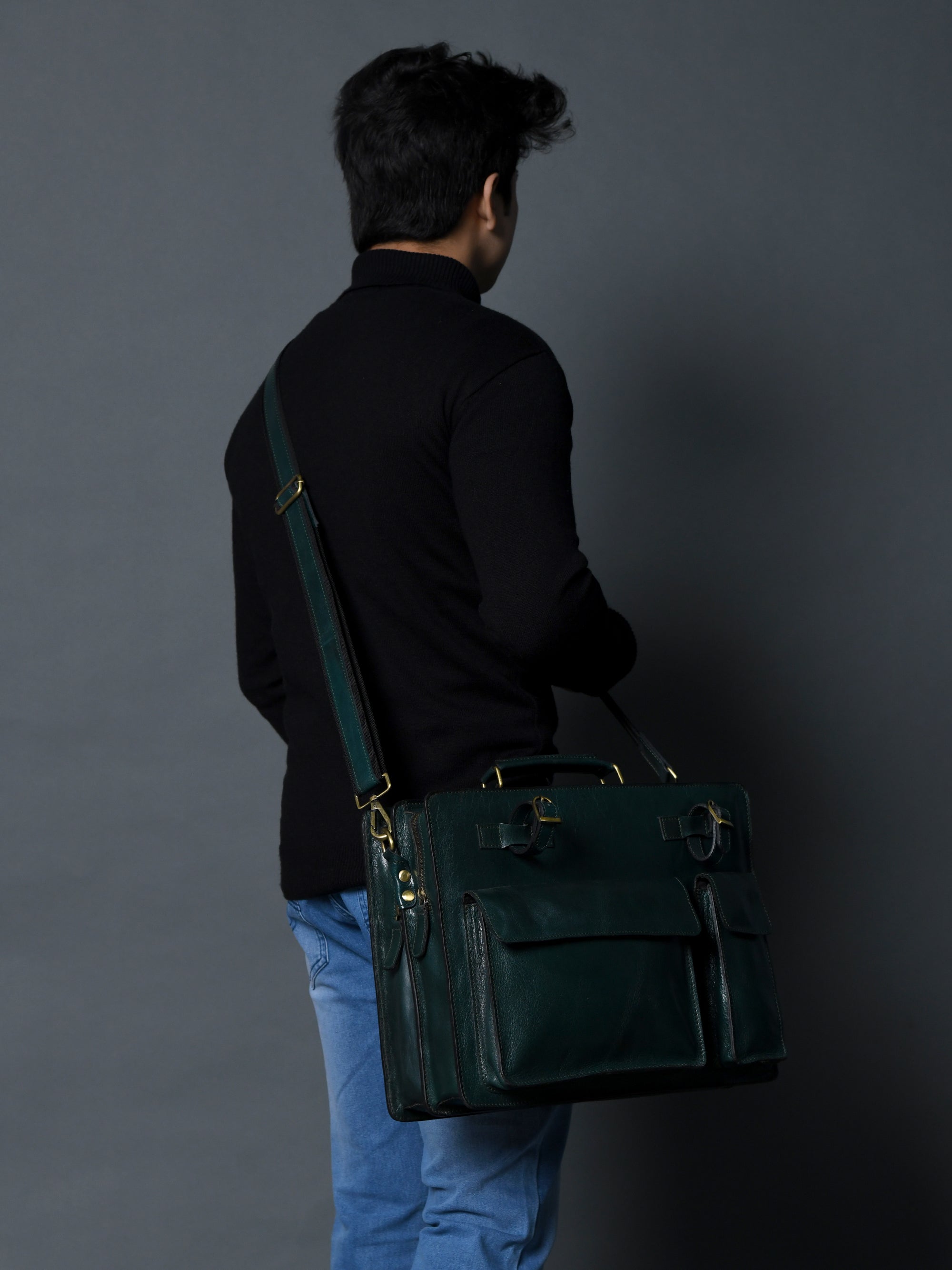Tuscany Italian Leather Briefcase, Green thumbnail 8