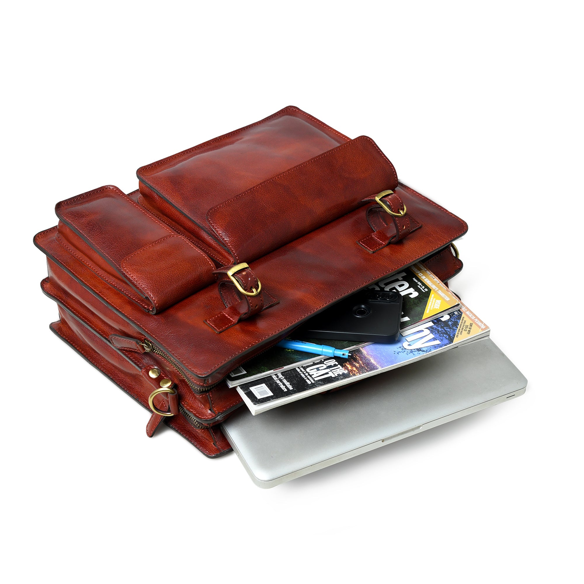 Tuscany Italian Leather Briefcase, Tanny Brown thumbnail 10