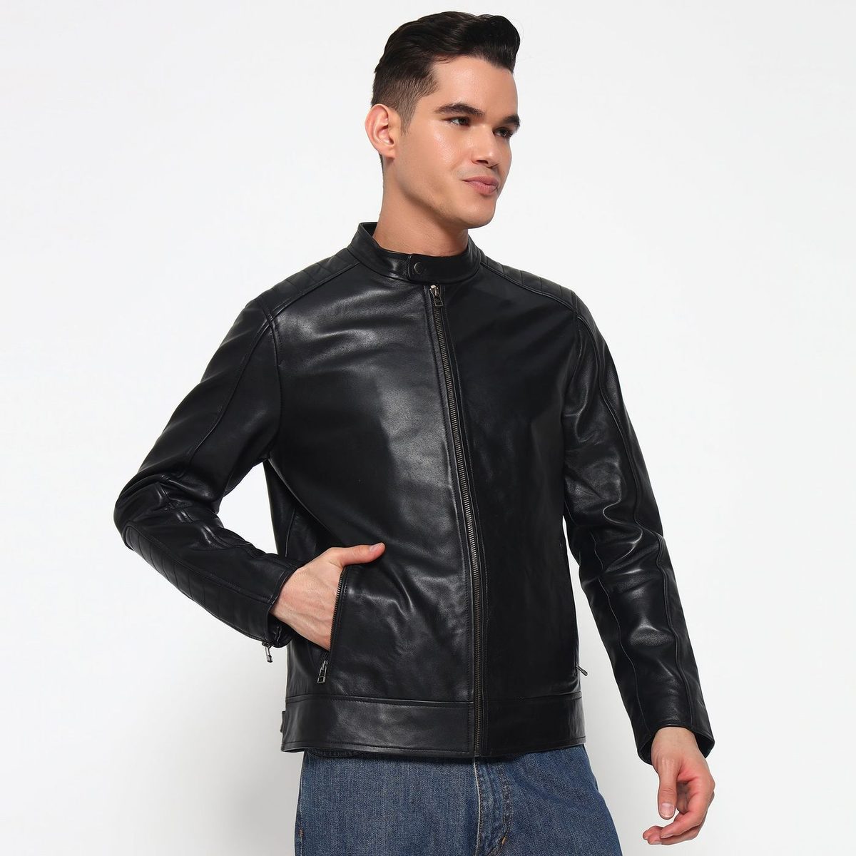Urban Black Leather Jacket thumbnail 3