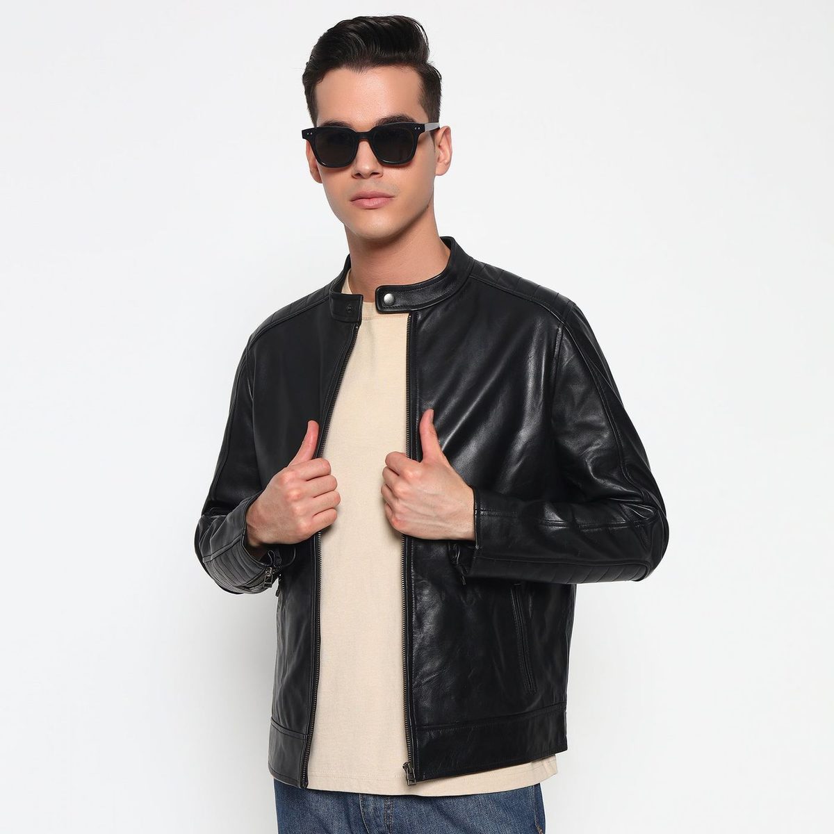 Urban Black Leather Jacket thumbnail 6