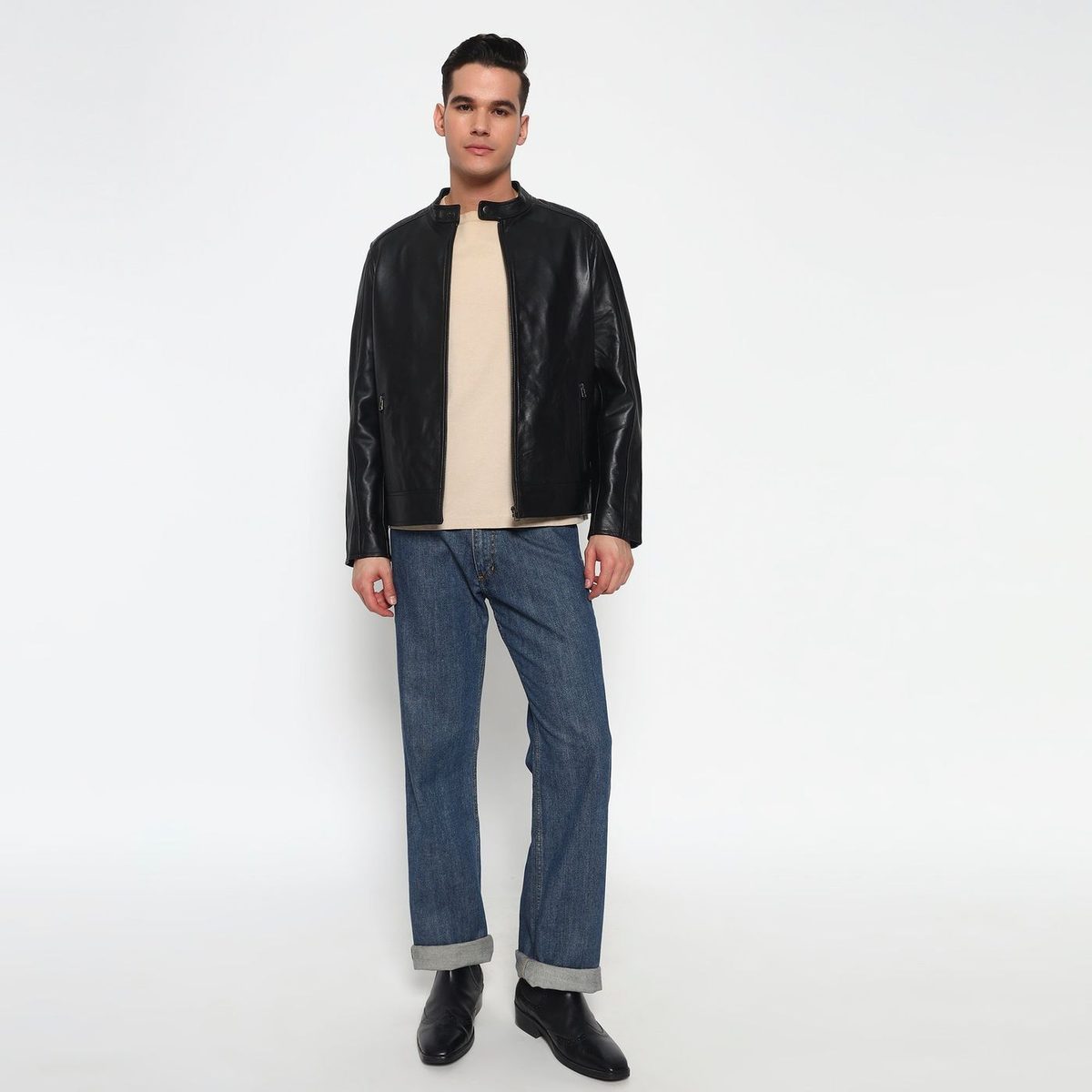 Urban Black Leather Jacket thumbnail 7