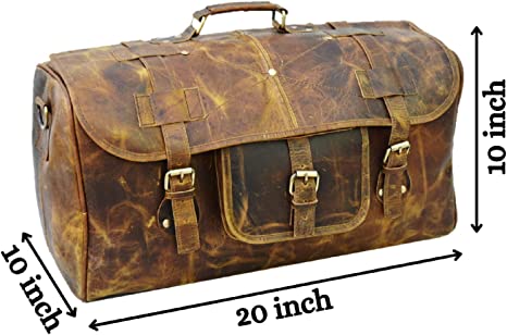 Urban Dezire Leather Duffel Travel Gym Overnight Weekend Leather Bag Sports Cabin thumbnail 4