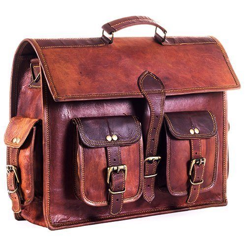 IndiFash - 4 Pockets 15″11 Vintage Shaded Handcrafted Briefcase Bag | 100% Genuine Leather