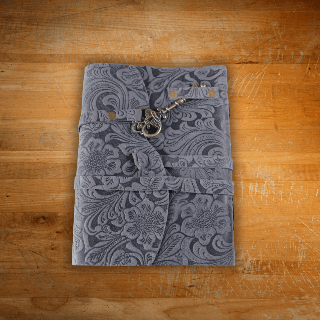 Vintage Floral Lock Leather Diary with Wrap Strap thumbnail 3