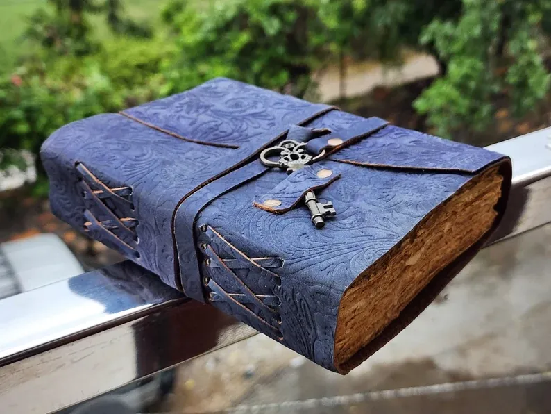 Vintage Floral Lock Leather Diary with Wrap Strap thumbnail 4