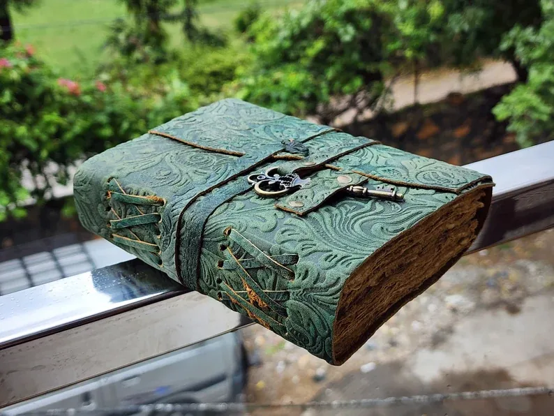 Vintage Floral Lock Leather Diary with Wrap Strap thumbnail 5