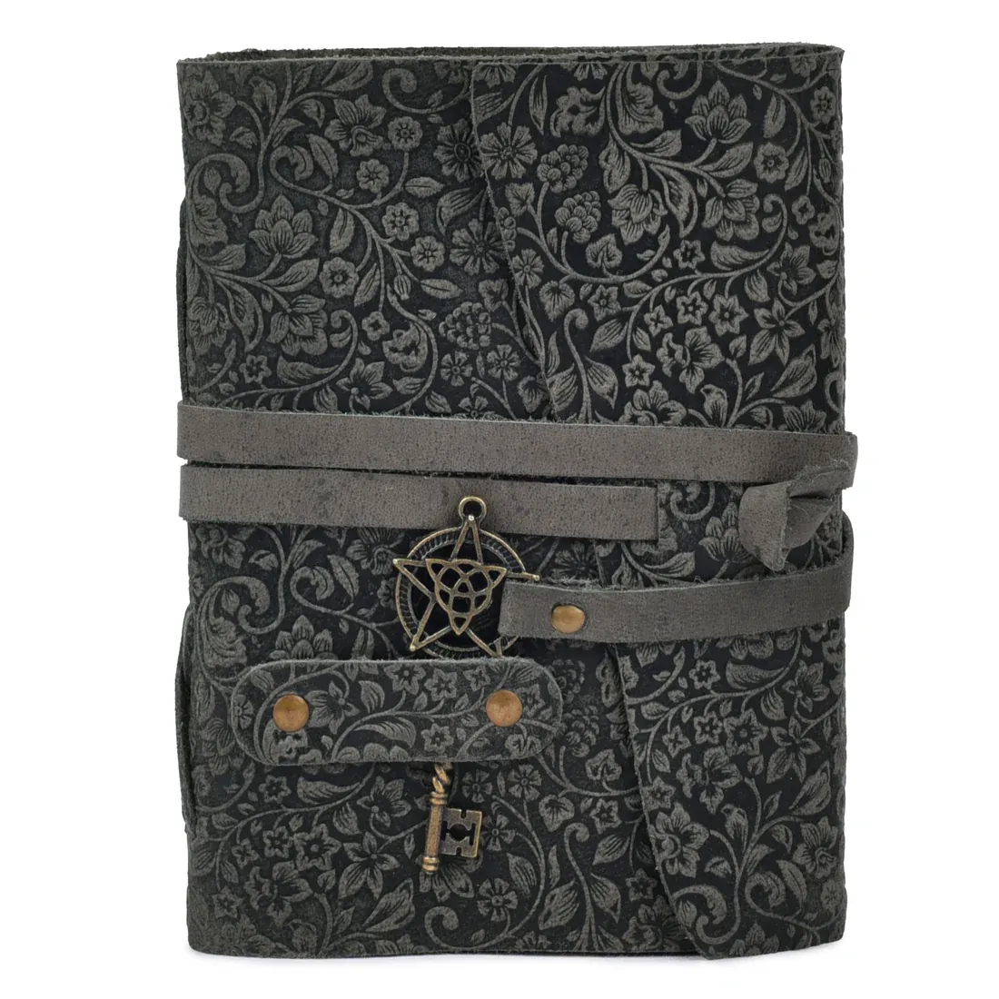 Vintage Floral Lock Leather Diary with Wrap Strap thumbnail 7