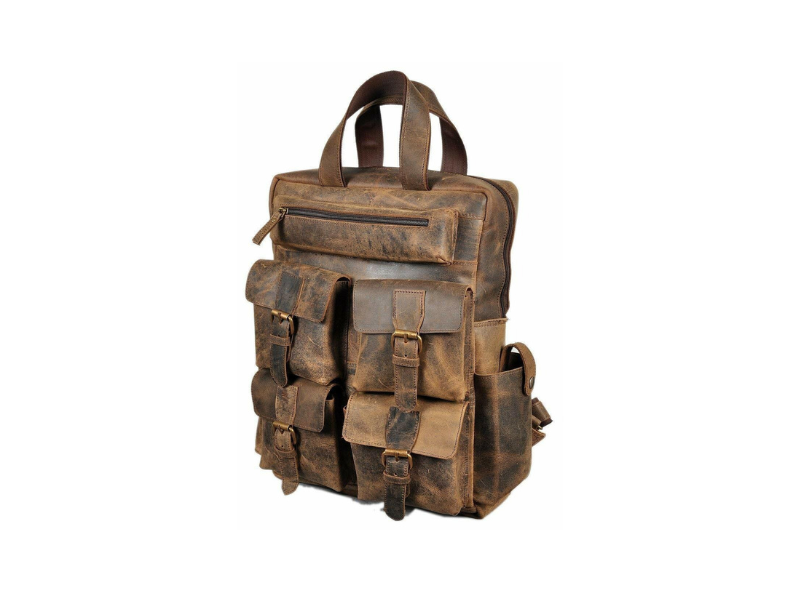 IndiFash - Buffalo Vintage 18″ Leather Backpack | 100% Genuine Leather