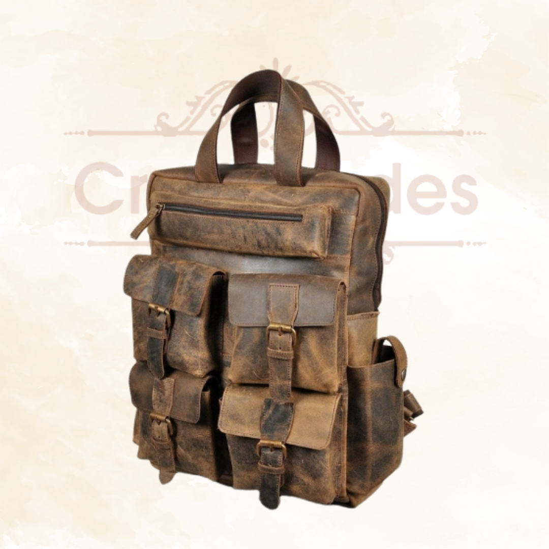 IndiFash - Buffalo Vintage 18″ Leather Backpack | 100% Genuine Leather thumbnail 2