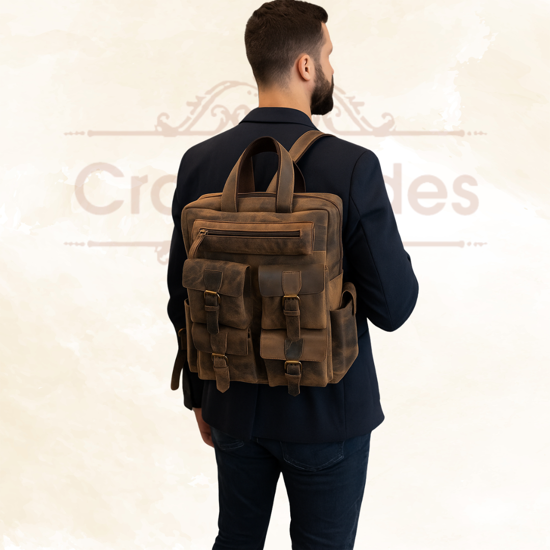 IndiFash - Buffalo Vintage 18″ Leather Backpack | 100% Genuine Leather thumbnail 3