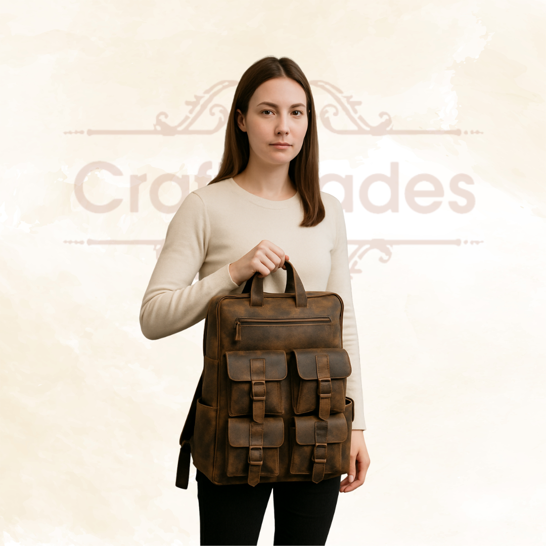 IndiFash - Buffalo Vintage 18″ Leather Backpack | 100% Genuine Leather thumbnail 4