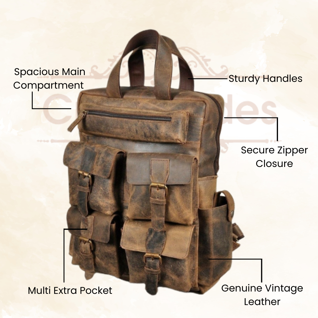 IndiFash - Buffalo Vintage 18″ Leather Backpack | 100% Genuine Leather thumbnail 5