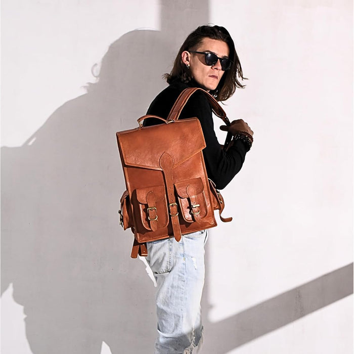Vintage Leather Backpack Rucksack thumbnail 2