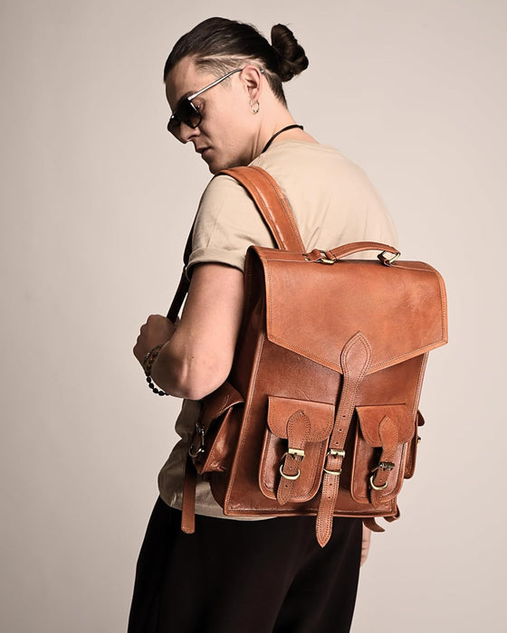 Vintage Leather Backpack Rucksack thumbnail 4