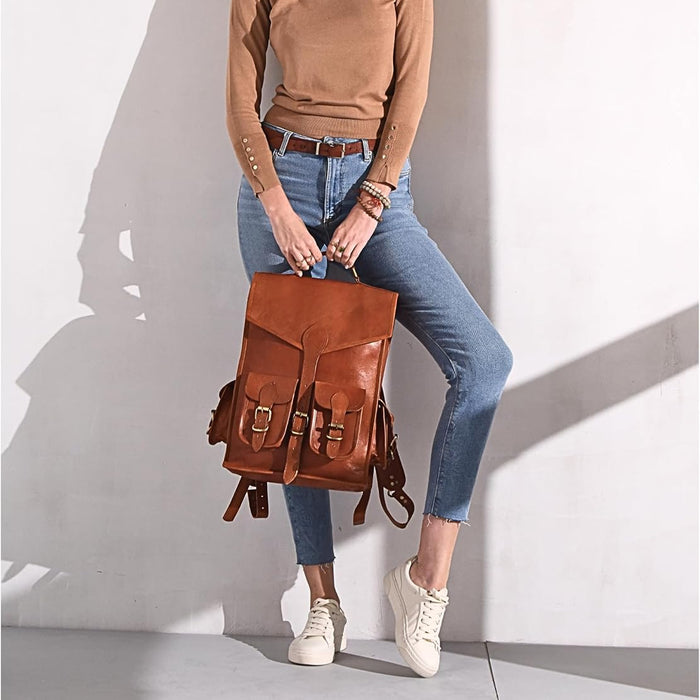 Vintage Leather Backpack Rucksack thumbnail 5