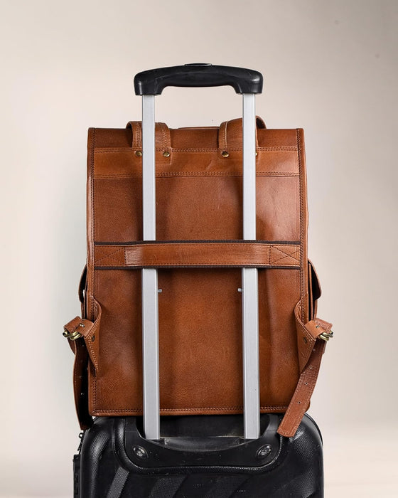 Vintage Leather Backpack Rucksack thumbnail 8