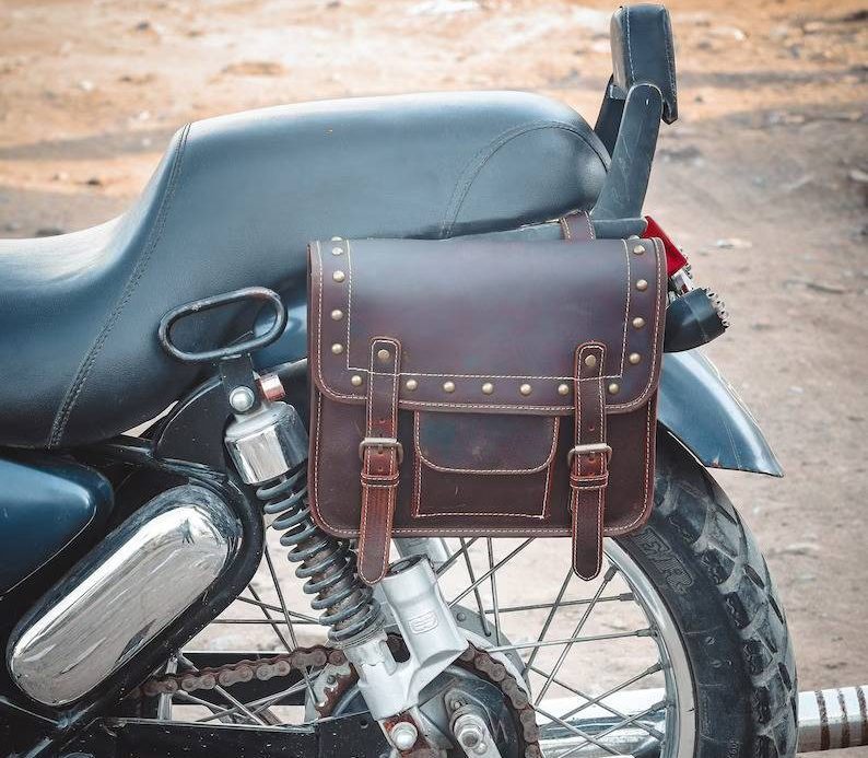 IndiFash Leather Bike Bag saddle bag bags panniers bag Saddlebags Side Leather Motorcycle Side Panniers Bag brown color (Copy)