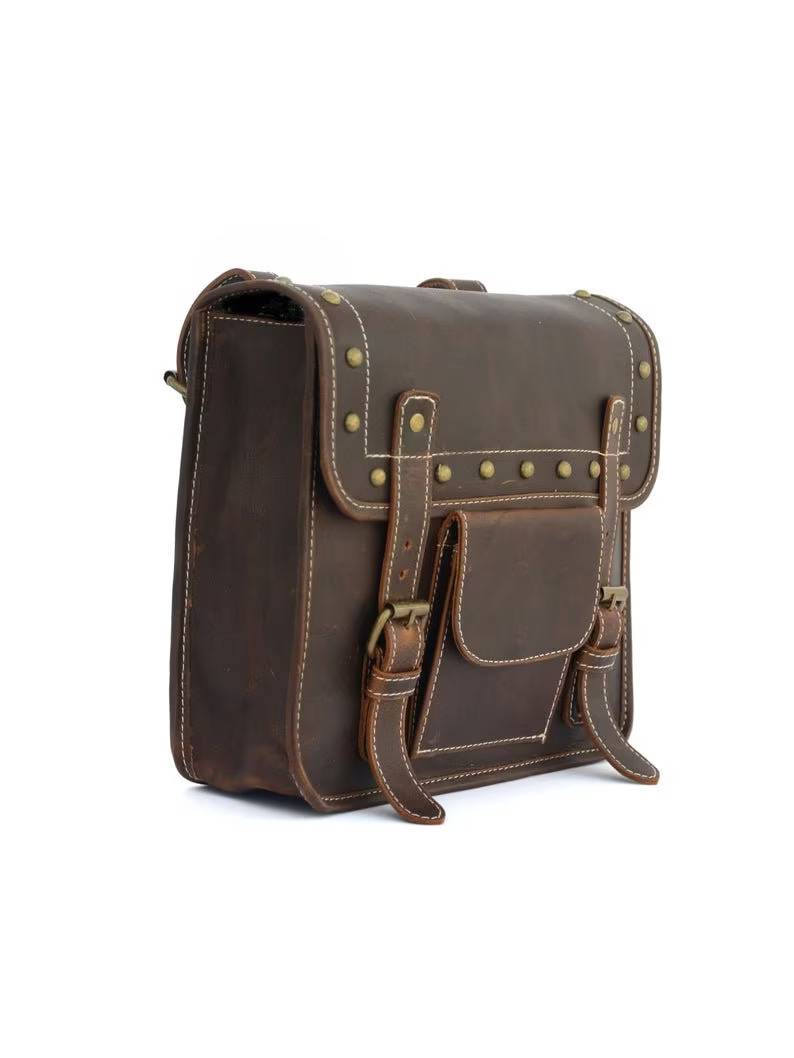IndiFash Leather Bike Bag saddle bag bags panniers bag Saddlebags Side Leather Motorcycle Side Panniers Bag brown color (Copy) thumbnail 4