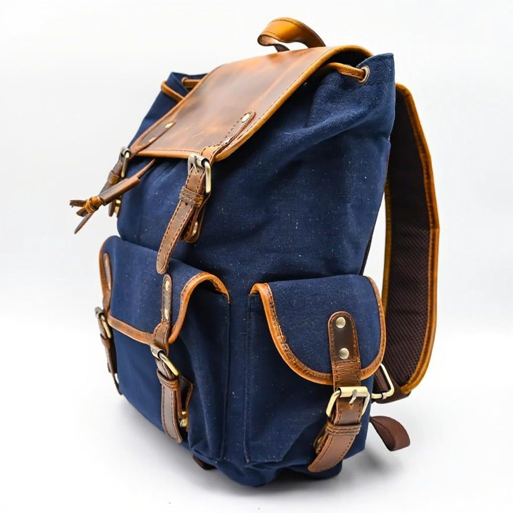 Vintage Leather Travel Bagpack thumbnail 2
