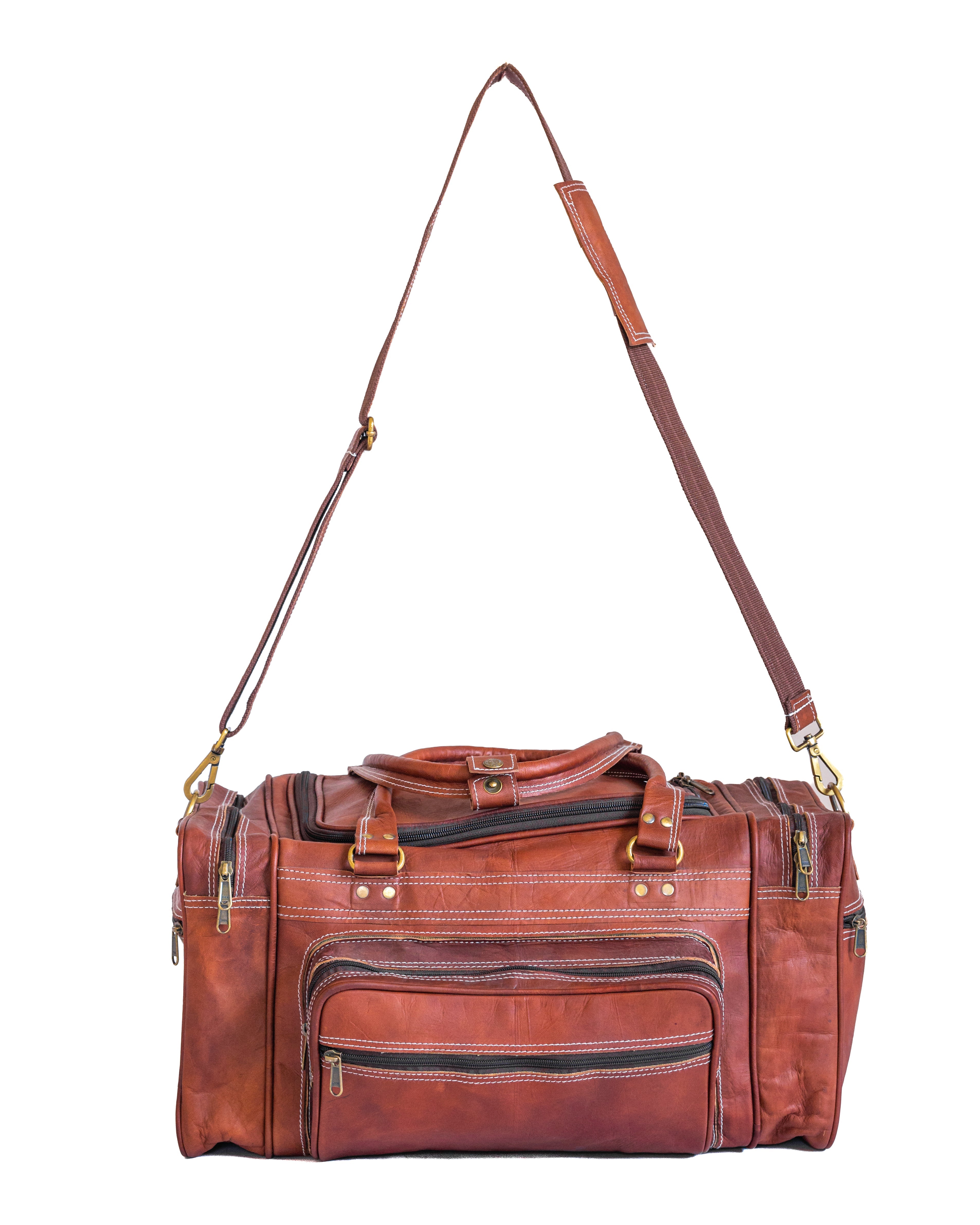 Vintage Leather Travel Duffle Bag thumbnail 3