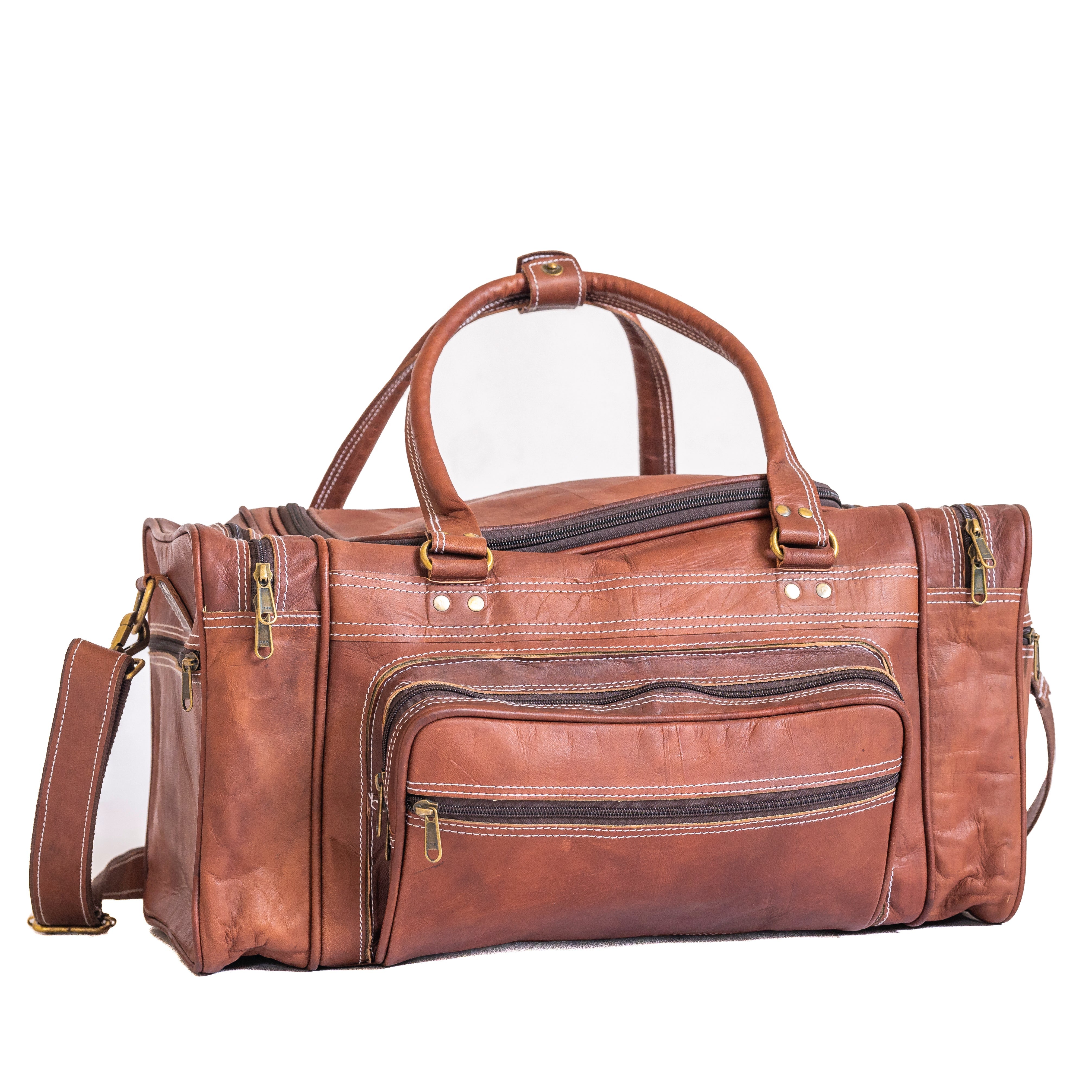 Vintage Leather Travel Duffle Bag thumbnail 6