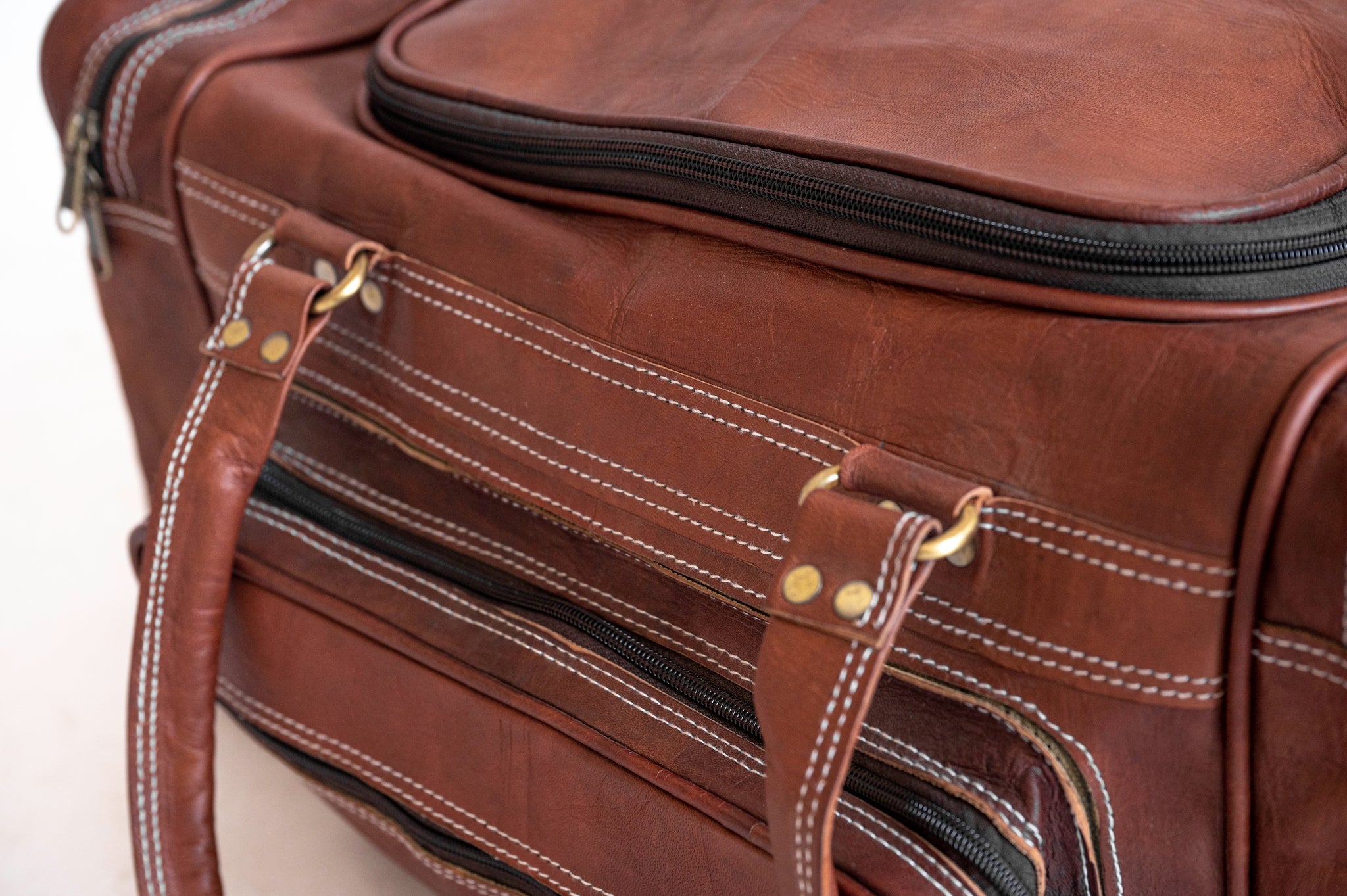 Vintage Leather Travel Duffle Bag thumbnail 9