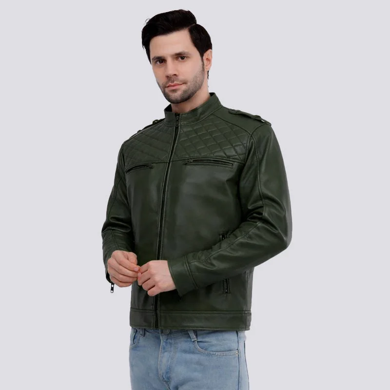 VOLT Olive Green Leather Jacket