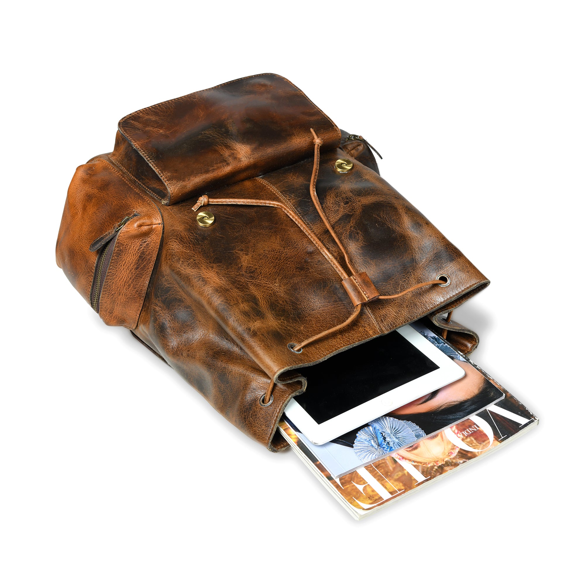 Vortex Leather Backpack: Burnt Brown thumbnail 5