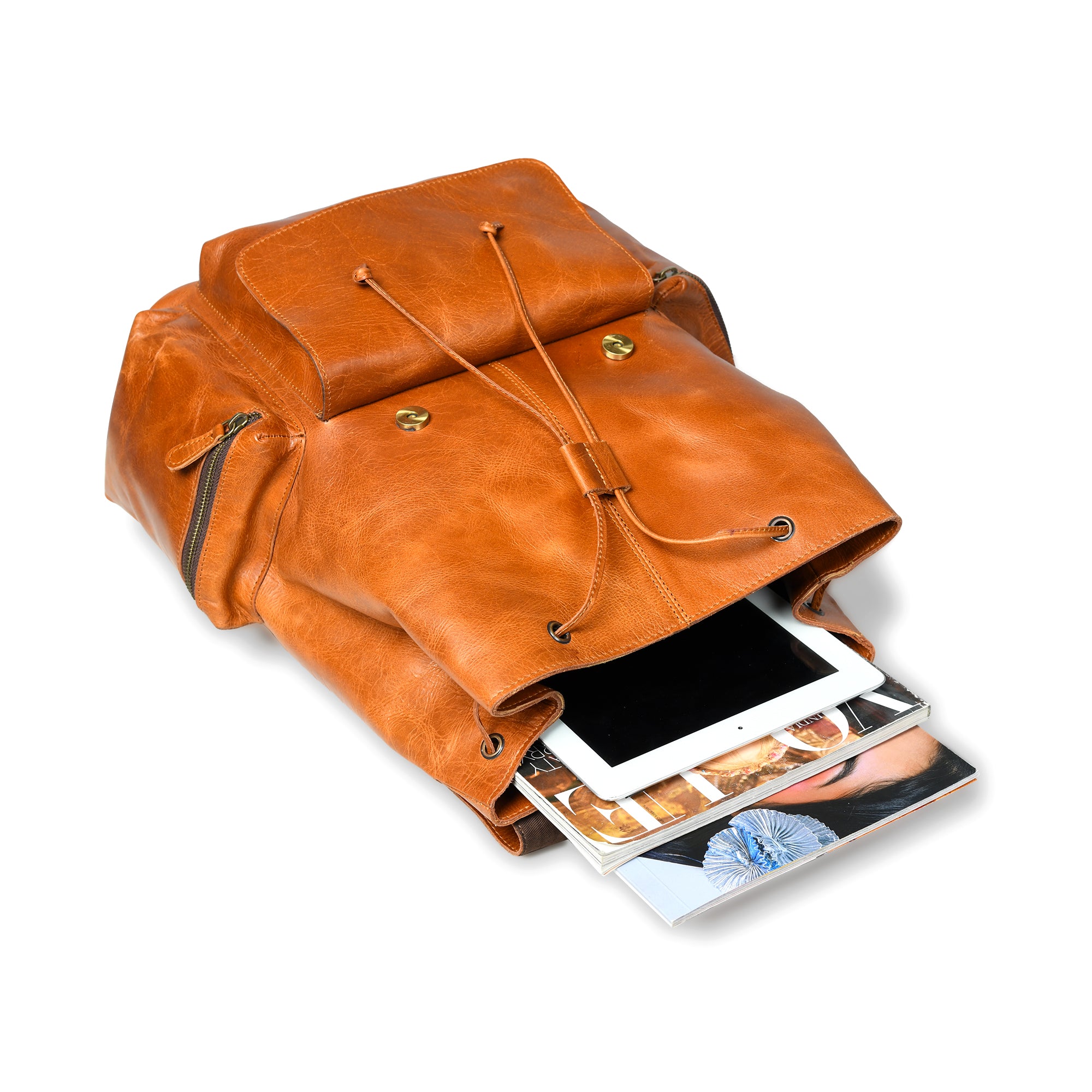 Vortex Leather Backpack: Tan Brown thumbnail 5