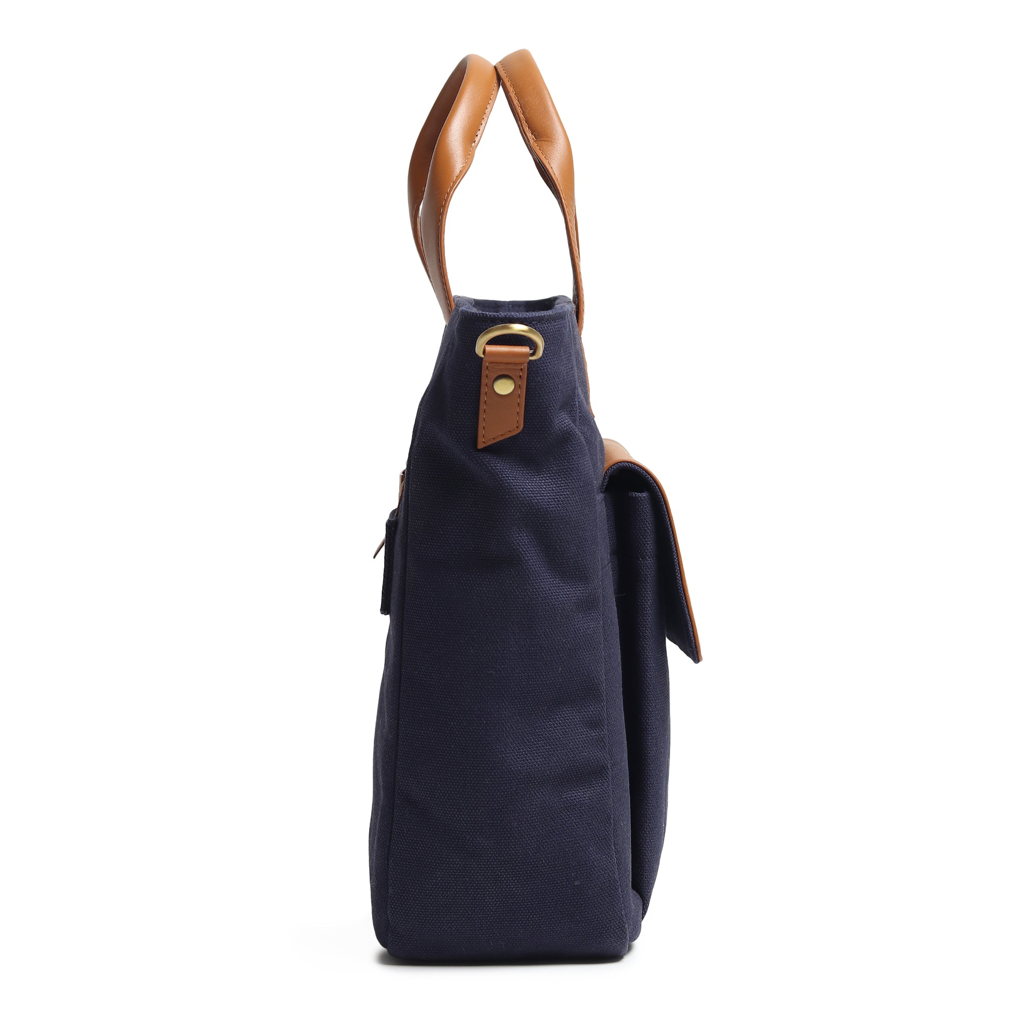 Voyager Canvas Leather Briefcase, Dark Blue thumbnail 5