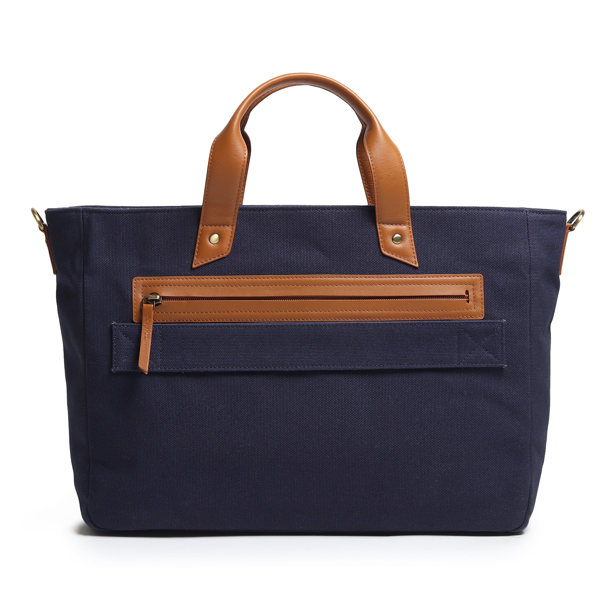 Voyager Canvas Leather Briefcase, Dark Blue thumbnail 6