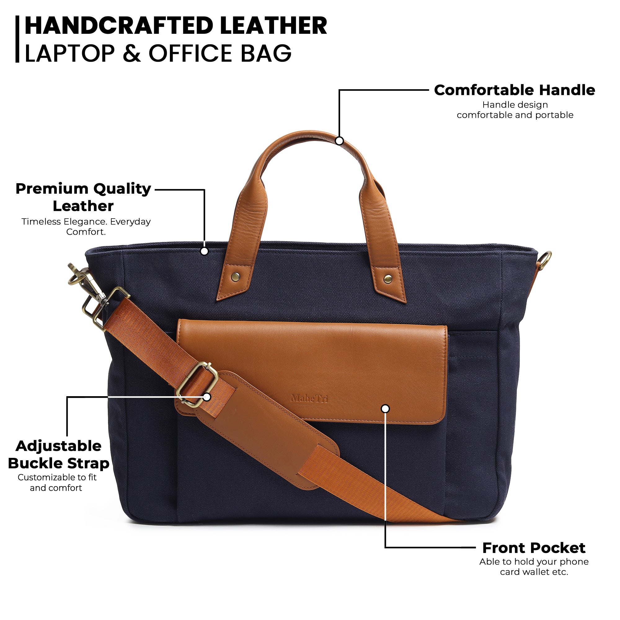 Voyager Canvas Leather Briefcase, Dark Blue thumbnail 7