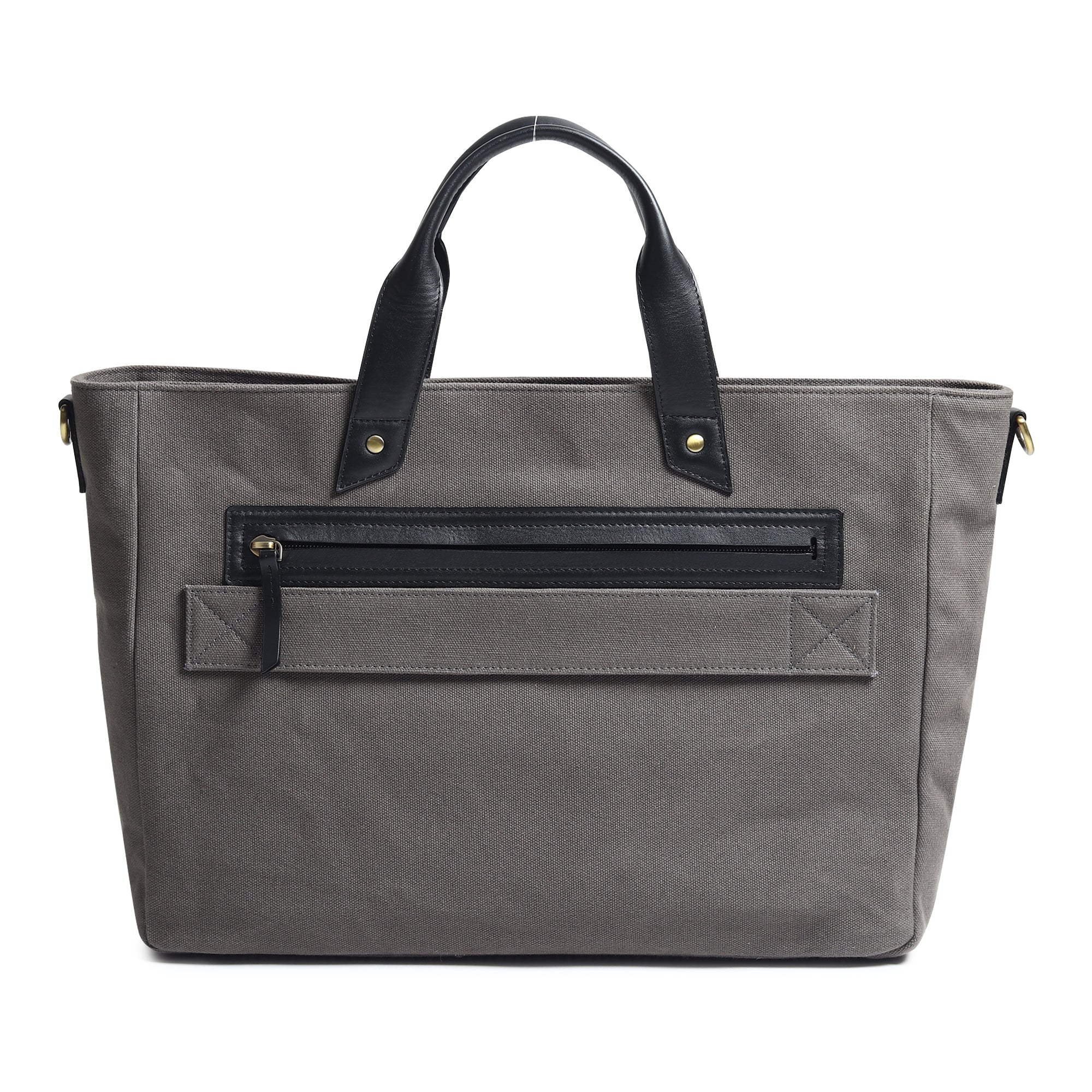Voyager Canvas Leather Briefcase, Gray thumbnail 6