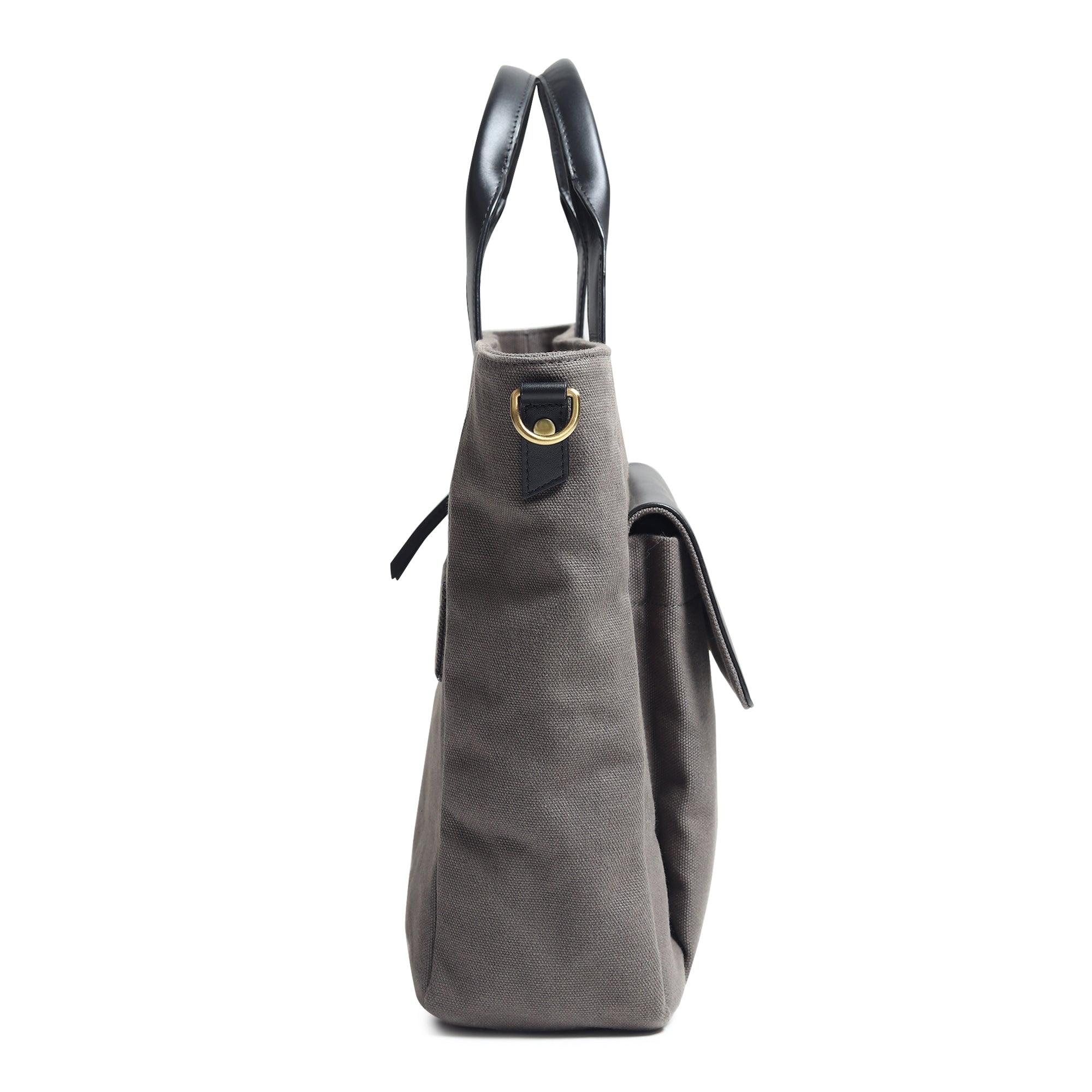 Voyager Canvas Leather Briefcase, Gray thumbnail 7