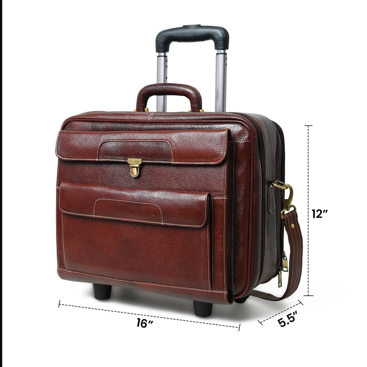 Wanderer Leather Trolly Suitcase Bag thumbnail 11