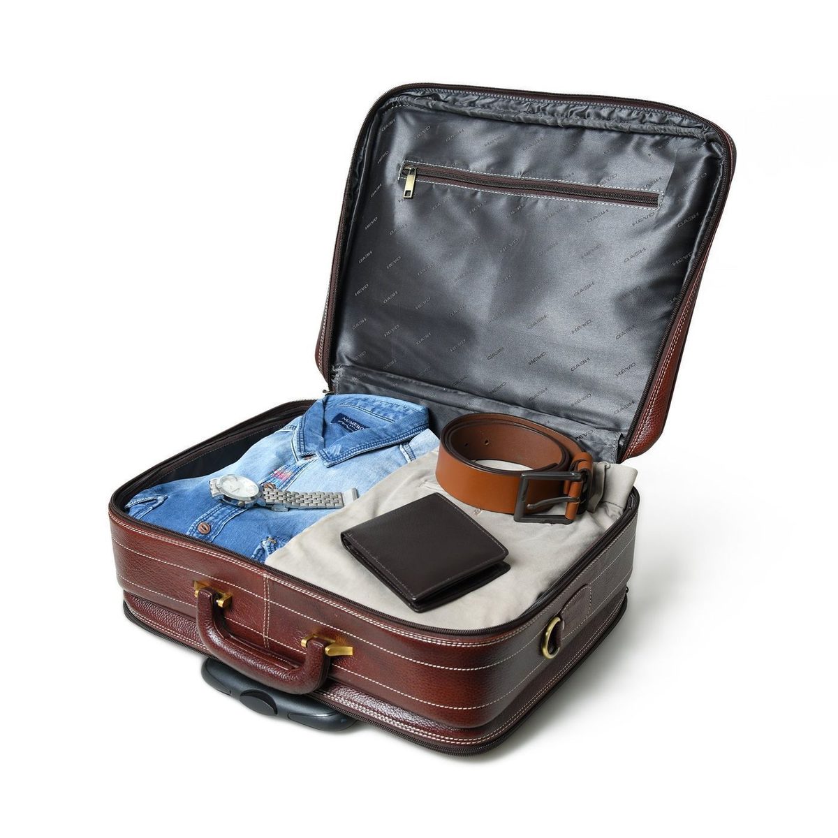 Wanderer Leather Trolly Suitcase Bag thumbnail 4