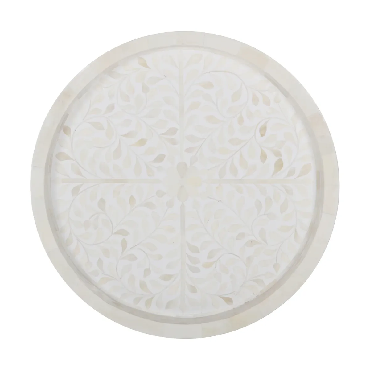 White Floral Bone Inlay Decorative Tray thumbnail 2