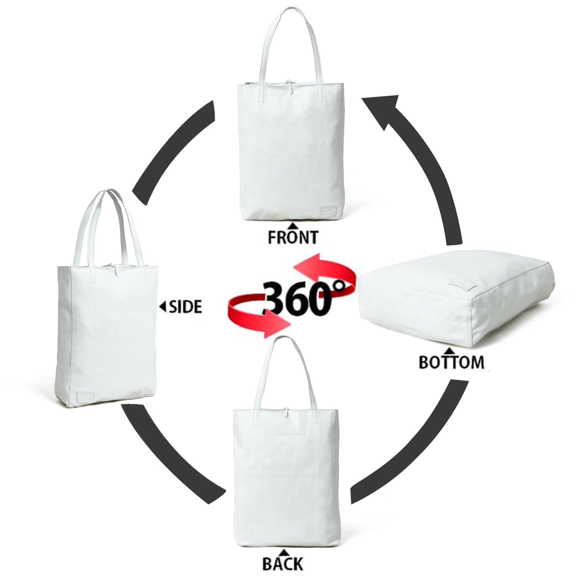 White Leather Shoulder Tote Bag thumbnail 12