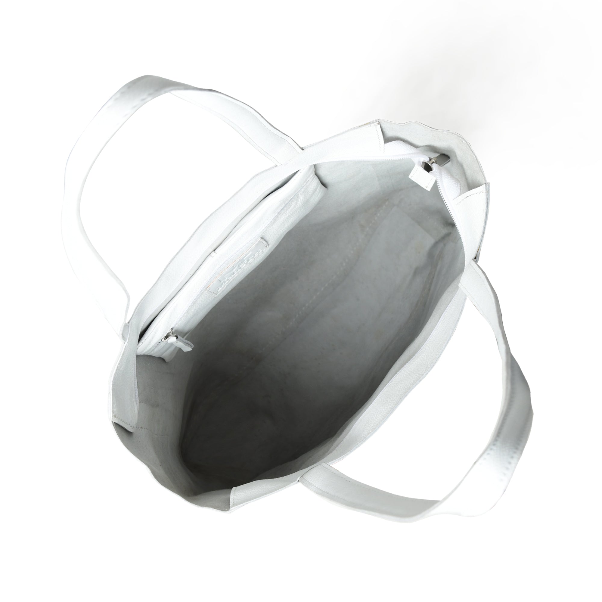 White Leather Shoulder Tote Bag thumbnail 6